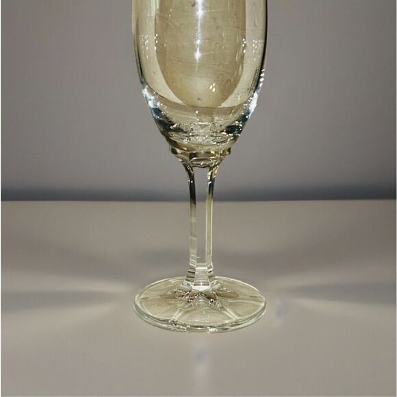 Silver Rimmed Crystal Champagne Flutes Set Of 2 - Picture 4 of 5